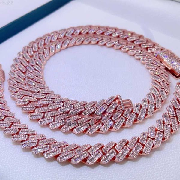 13mm rose gold iced out vvs moissanite diamond hip hop baguette cuban chain, Silver
13mm rose gold iced out vvs moissanite diamond hip hop baguette cuban chain, Silver