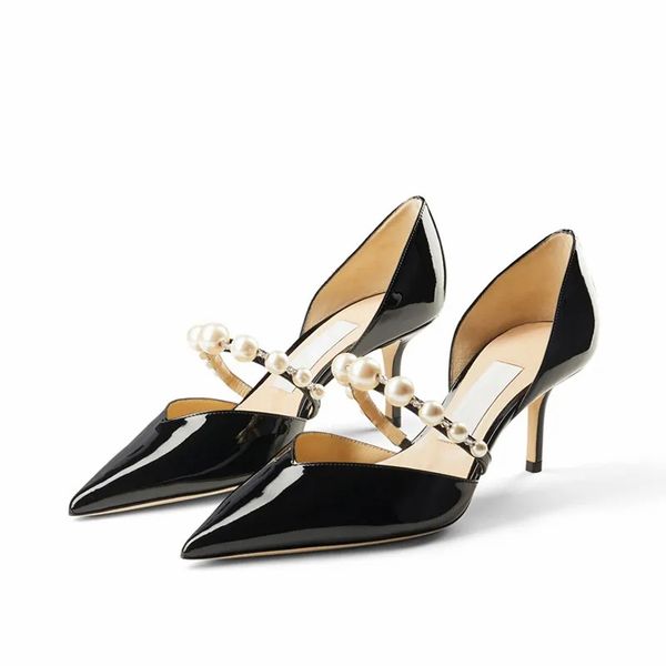 fashion luxury pumps women sandals aurelie italy refined pointed toe pearl ankle strap white patent leather designer wedding party sandal hi, Black
fashion luxury pumps women sandals aurelie italy refined pointed toe pearl ankle strap white patent leather designer wedding party sandal hi, Black