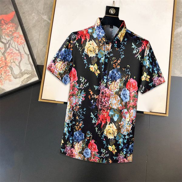 men's fashion summer trend casual everything floral color painting print personality short-sleeved shirt, White;black
men's fashion summer trend casual everything floral color painting print personality short-sleeved shirt, White;black