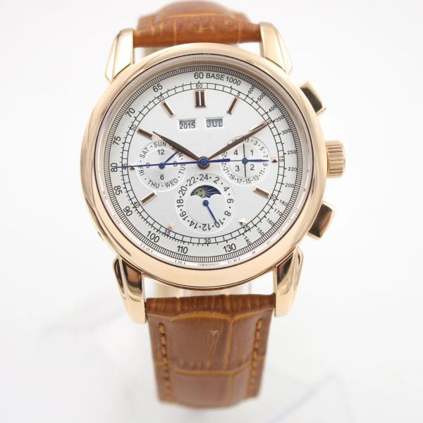 super complication timepiece 5270g automatic mens watch moon phase complicated silver dial perpetual calendar watches black leather, Slivery;golden
super complication timepiece 5270g automatic mens watch moon phase complicated silver dial perpetual calendar watches black leather, Slivery;golden