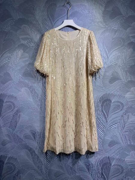 beaded dress 2023 spring and autumn women's sequin dress fashion beaded tassel round neck short sleeve elegant dress monochrome s-xl, Black
beaded dress 2023 spring and autumn women's sequin dress fashion beaded tassel round neck short sleeve elegant dress monochrome s-xl, Black