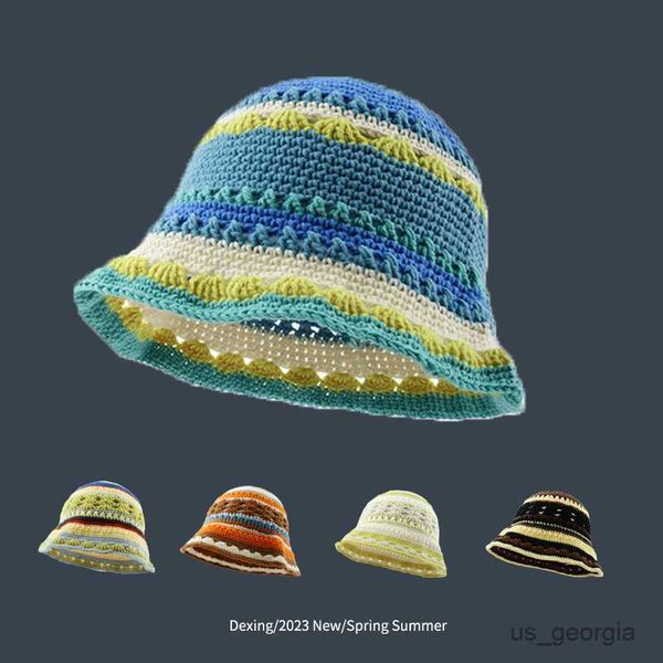 caps 2023 women cotton crochet cap handmade knit striped beanie bucket hat designer luxury r230627, Blue;gray
caps 2023 women cotton crochet cap handmade knit striped beanie bucket hat designer luxury r230627, Blue;gray