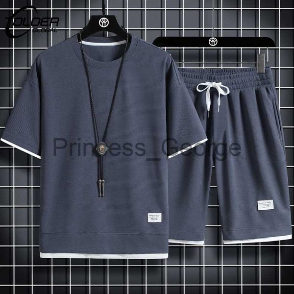 men's tracksuits waffle pattern summer men 2 piece tshirt shorts set tracksuit fashion men clothing harajuku style streetwear loose spo, Gray
men's tracksuits waffle pattern summer men 2 piece tshirt shorts set tracksuit fashion men clothing harajuku style streetwear loose spo, Gray