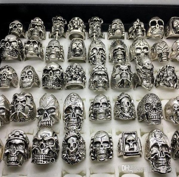whole 50pcs lot vintage band skull skeleton jewelry rings punk mixed style for man9661743, Silver
whole 50pcs lot vintage band skull skeleton jewelry rings punk mixed style for man9661743, Silver