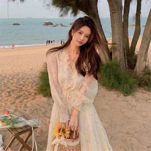 elegant sweet retro dress women long sleeve chiffon vneck floral dresses party beach dress for females korean style summer 220526, Black;gray
elegant sweet retro dress women long sleeve chiffon vneck floral dresses party beach dress for females korean style summer 220526, Black;gray