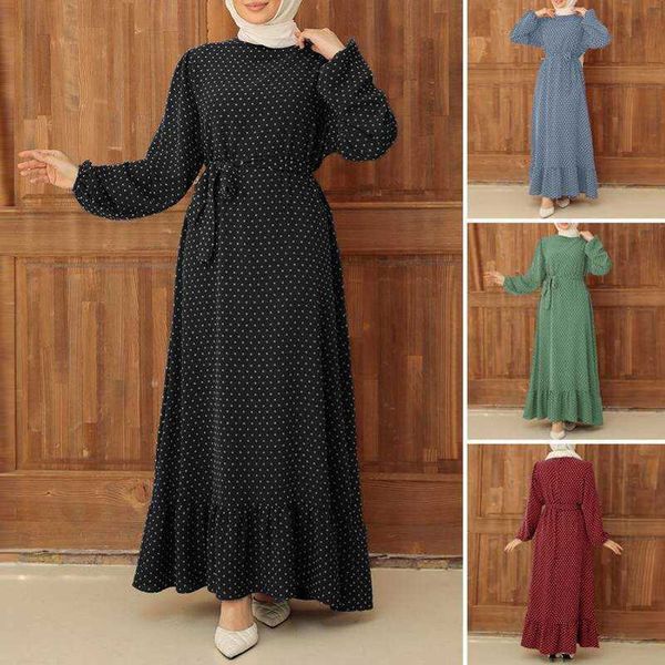 women's autumn o-neck full sleeve ruffle hem tank dress polka dot print muslim dress, Black;gray
women's autumn o-neck full sleeve ruffle hem tank dress polka dot print muslim dress, Black;gray
