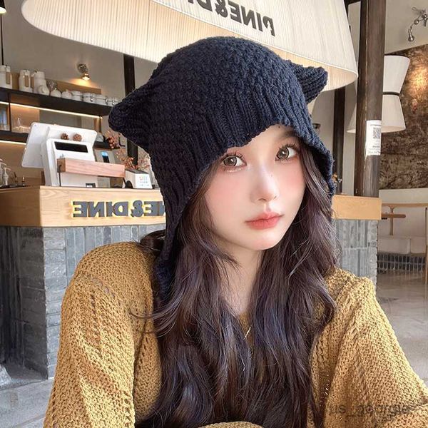 caps cute version ear knitting hat fashion ear protection cap autumn winter girl beanie hats gorras r230628, Blue;gray
caps cute version ear knitting hat fashion ear protection cap autumn winter girl beanie hats gorras r230628, Blue;gray