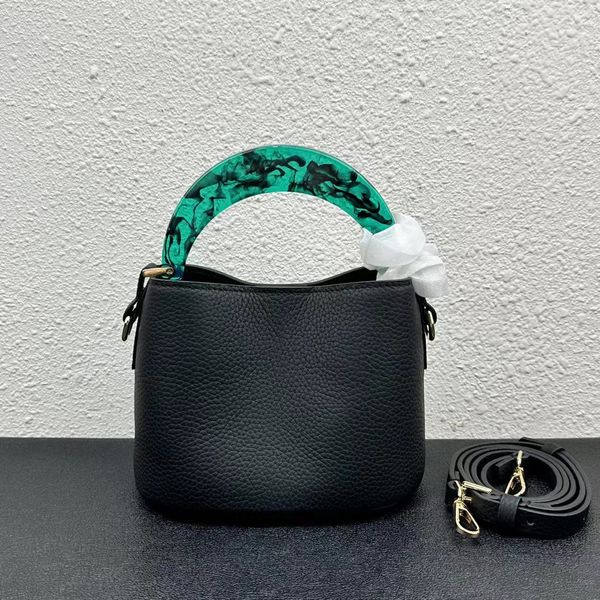 designer venice mini bucket bags in black grained pattern real calf leather resin handle handbags gold hardware cotton lining front letter p
designer venice mini bucket bags in black grained pattern real calf leather resin handle handbags gold hardware cotton lining front letter p