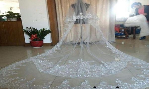 bridal veils real image wedding long lace applique crystals two layers cathedral length blusher veil5792135, Black
bridal veils real image wedding long lace applique crystals two layers cathedral length blusher veil5792135, Black