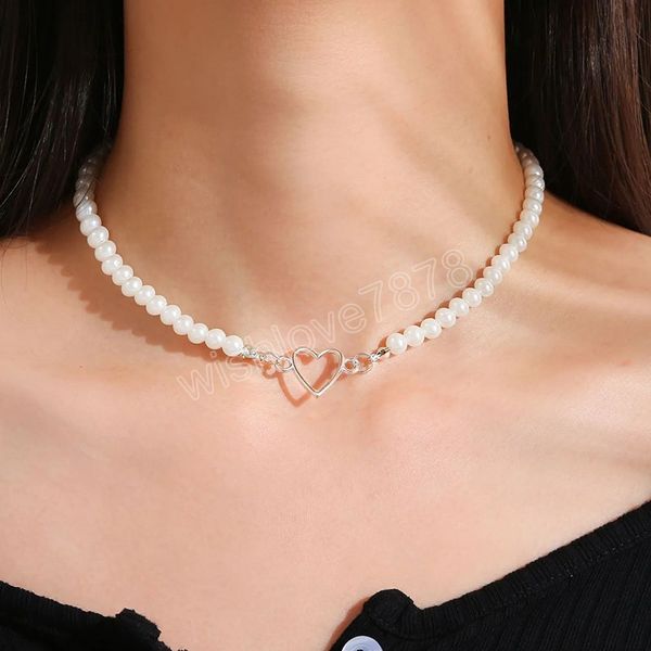 french vintage pearl chain necklace for women fashion silver color lover heart choker simple women collar ladies jewelry gift, Golden;silver
french vintage pearl chain necklace for women fashion silver color lover heart choker simple women collar ladies jewelry gift, Golden;silver