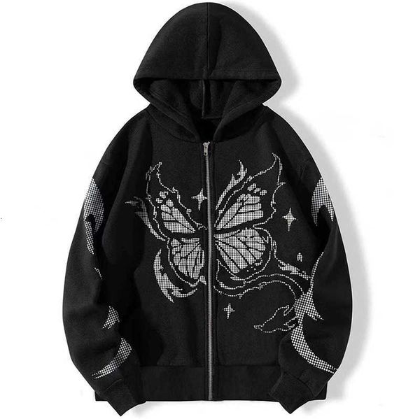 2023 high-definition new y2k dot matrix butterfly printed zippered sweater casual loose fitting men's cardigan jacket, Black
2023 high-definition new y2k dot matrix butterfly printed zippered sweater casual loose fitting men's cardigan jacket, Black