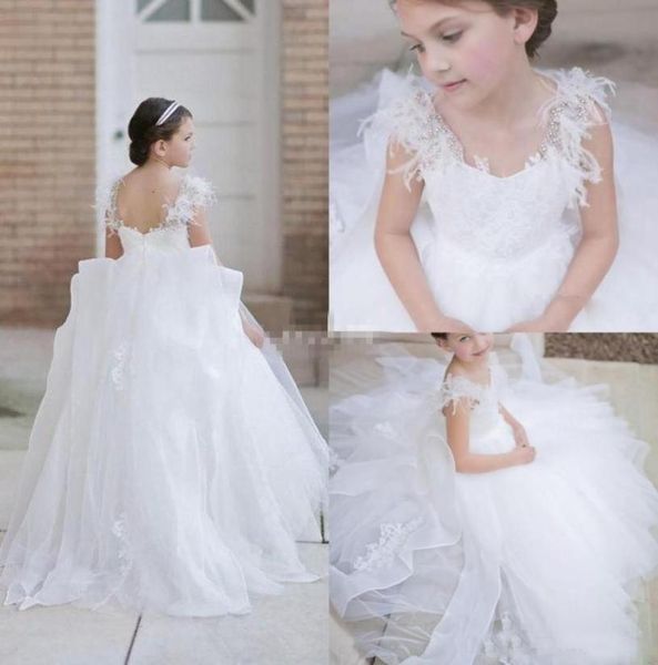 white wedding flower girl dresses with crystal appliques feather a line for little girls backless communion birthday party dress 24881866, White;blue
white wedding flower girl dresses with crystal appliques feather a line for little girls backless communion birthday party dress 24881866, White;blue