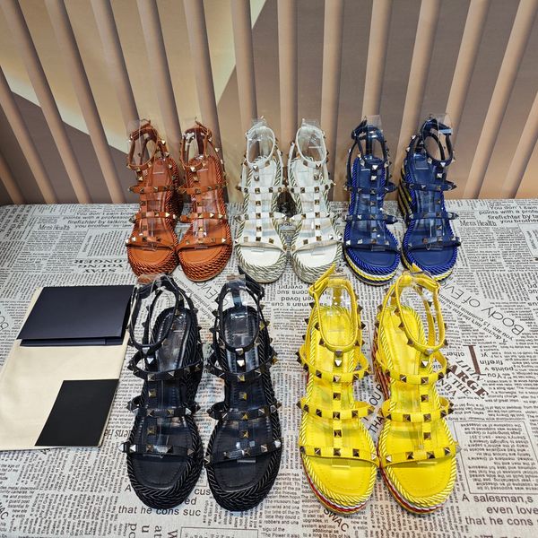 spring and summer designer new style women rivet high heel retro caligae women casual slope heel sandals high rise versatile fashion sandals, Black
spring and summer designer new style women rivet high heel retro caligae women casual slope heel sandals high rise versatile fashion sandals, Black