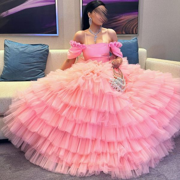 pink ruffles tiere prom dresses off the shoulder 3d flower evening party gown puffy skirt tulle vestido de gala, Black
pink ruffles tiere prom dresses off the shoulder 3d flower evening party gown puffy skirt tulle vestido de gala, Black