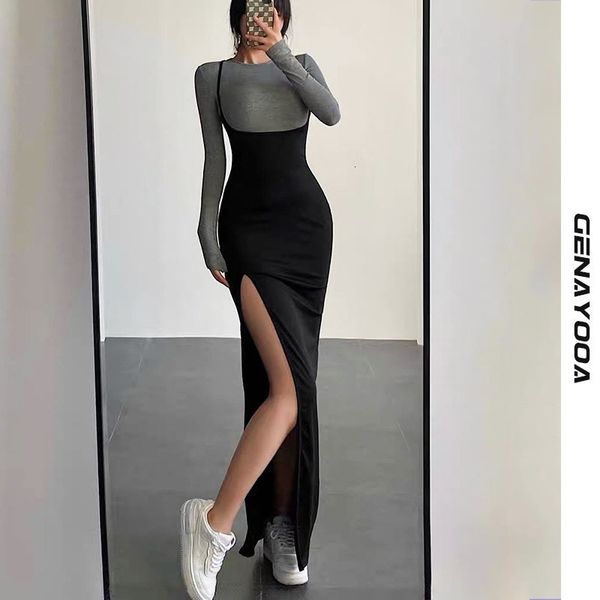 two piece dress split design set for women korean style spring autumn long sleeve tshirt elastic slim dresses 230627, White
two piece dress split design set for women korean style spring autumn long sleeve tshirt elastic slim dresses 230627, White