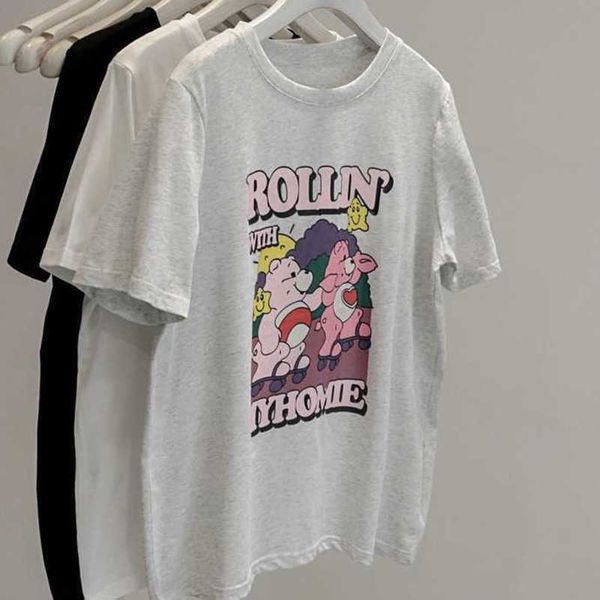 2023 summer new colorful little bear age reducing cute print round neck t-shirt women's loose and simple short sleeve top, White;black
2023 summer new colorful little bear age reducing cute print round neck t-shirt women's loose and simple short sleeve top, White;black