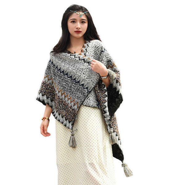 ethnic style tourism wear shawl scarf women's blanket lijiang yunnan outwear warm cloak sun protection, Blue;gray
ethnic style tourism wear shawl scarf women's blanket lijiang yunnan outwear warm cloak sun protection, Blue;gray