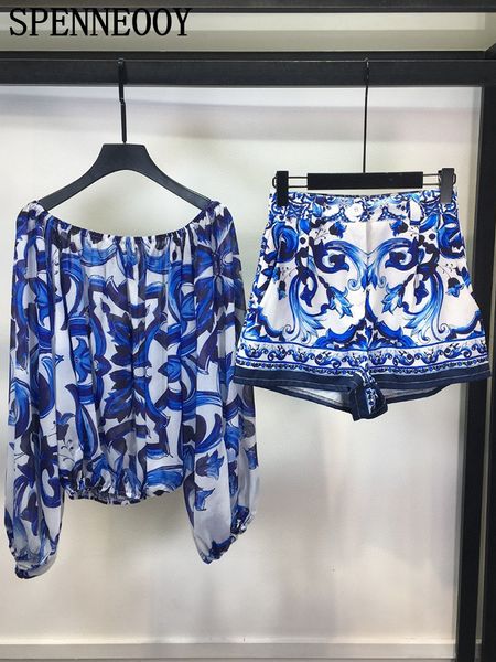 two piece dress spenneooy summer fashion blue and white porcelain print shorts suit womens one word collar loose lantern sleeve lim 230627
two piece dress spenneooy summer fashion blue and white porcelain print shorts suit womens one word collar loose lantern sleeve lim 230627