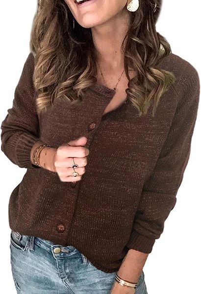 womens crew neck knit sweater button long sleeve solid casual loose pullover jumper, White;black
womens crew neck knit sweater button long sleeve solid casual loose pullover jumper, White;black