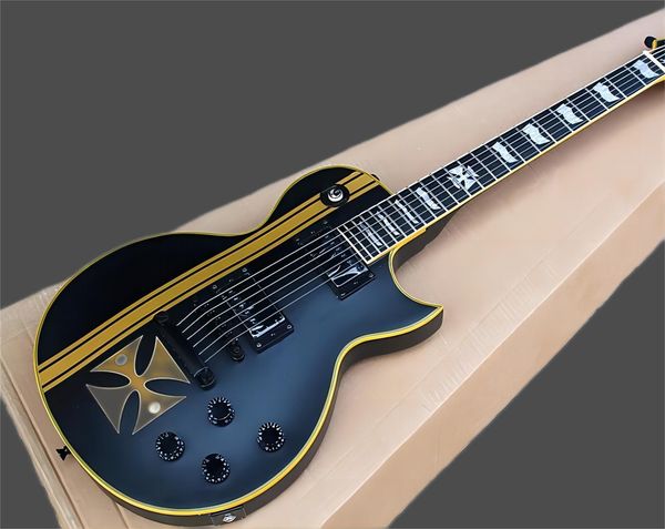 elegant iron cross sw old electric guitar yellow striped cross,black body and black hardwares,special frets inlay,can be customized258
elegant iron cross sw old electric guitar yellow striped cross,black body and black hardwares,special frets inlay,can be customized258
