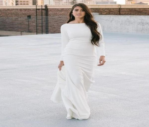 simple crepe mermaid wedding dresses modest long sleeves boat neck buttons back simple elegant lds bridal gowns religious bride go7025460, White
simple crepe mermaid wedding dresses modest long sleeves boat neck buttons back simple elegant lds bridal gowns religious bride go7025460, White