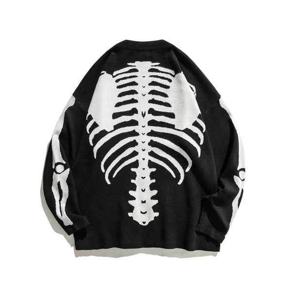 men's sweaters skeleton bone jacquard fashion cardigan streetwear harajuku casual sweater men clothing winter coat retro loose couple 2, White;black
men's sweaters skeleton bone jacquard fashion cardigan streetwear harajuku casual sweater men clothing winter coat retro loose couple 2, White;black