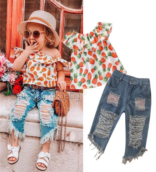 2pcs baby girls toddler pineapple clothes kids off shoulder ripped denim shorts outfits set a8231742320, White
2pcs baby girls toddler pineapple clothes kids off shoulder ripped denim shorts outfits set a8231742320, White