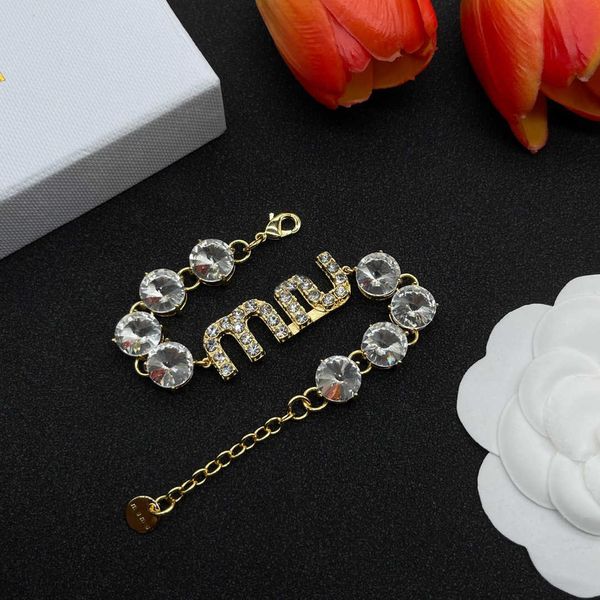 family's new letter water light luxury fashion miu family full diamond temperament high edition handmade bracelet jewelry, Golden;silver
family's new letter water light luxury fashion miu family full diamond temperament high edition handmade bracelet jewelry, Golden;silver