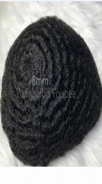 men hair wig 4mm 6mm 8mm 10mm 12mm wave full lace toupee wavy toupee indian virgin human hair replacement for men 8480224, Black
