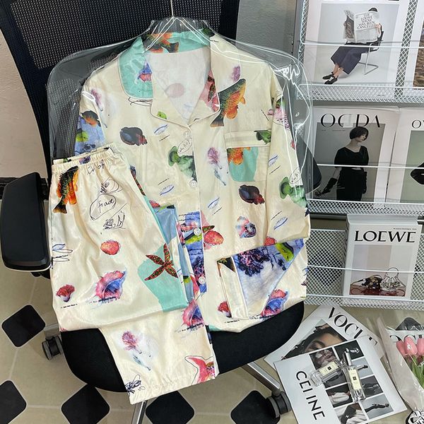 women s sleepwear pajamas silk long sleeved suit flower printed high grade ice can be worn outside home wear 230628, Black;red
women s sleepwear pajamas silk long sleeved suit flower printed high grade ice can be worn outside home wear 230628, Black;red