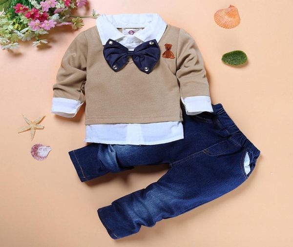 kids clothing sets for boys gentleman bow tie fake two piece shirt handsome jeans 2pcs boys boutique clothes childre3034240, White
kids clothing sets for boys gentleman bow tie fake two piece shirt handsome jeans 2pcs boys boutique clothes childre3034240, White