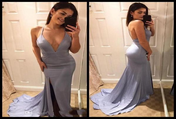 2020 simple silver mermaid prom dresses high side split v neck backless floor length backless formal party gowns evening dres5400096, Black
2020 simple silver mermaid prom dresses high side split v neck backless floor length backless formal party gowns evening dres5400096, Black