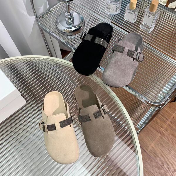 brunellcucinell designer suede urban slides sandal fashion high-quality cow wool rubber outsole flat bottomed half pack slippers size 35-41, Black
brunellcucinell designer suede urban slides sandal fashion high-quality cow wool rubber outsole flat bottomed half pack slippers size 35-41, Black