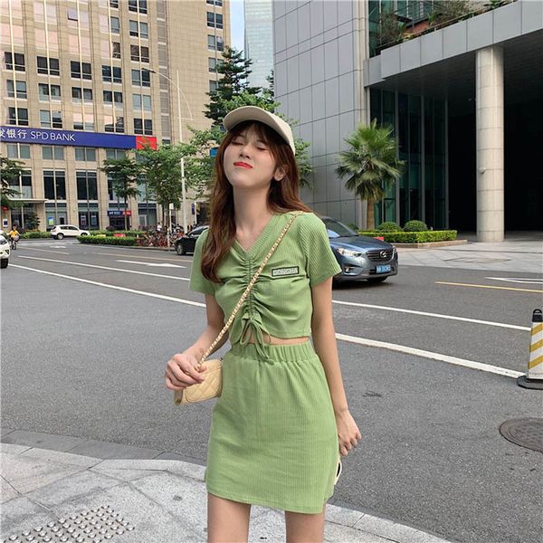 two piece dress drawstring summer dresses set kpop 2 women split solid exposed navel short sets skirt 230627, White
two piece dress drawstring summer dresses set kpop 2 women split solid exposed navel short sets skirt 230627, White