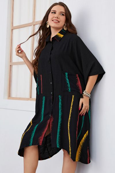 plus size dresses size irregular women tshirt dress turndown collar front button female robe with side pocket summer short sleeves gown 2306, Black
plus size dresses size irregular women tshirt dress turndown collar front button female robe with side pocket summer short sleeves gown 2306, Black
