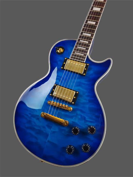 custom electric guitar, blue big gradient flower, mahogany body, maple coat, gold accessories, packaging
custom electric guitar, blue big gradient flower, mahogany body, maple coat, gold accessories, packaging