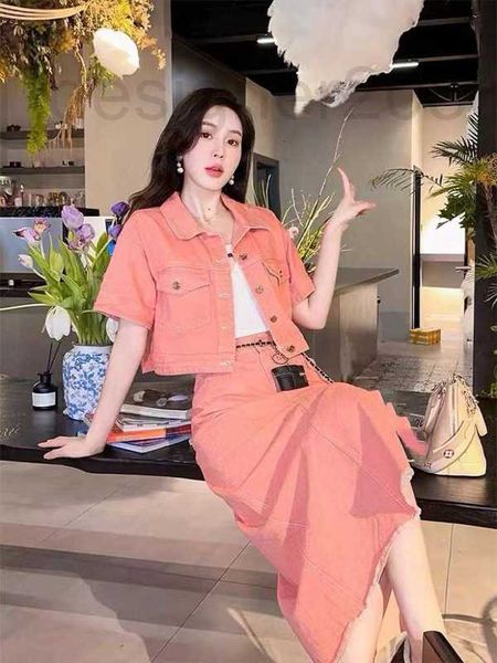 two piece dress designer 2023 summer new rubber pink denim with half skirt set ufjv, White
two piece dress designer 2023 summer new rubber pink denim with half skirt set ufjv, White