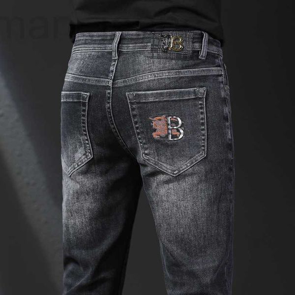 men's jeans designer autumn and winter new embroidery b home high end quality slim fit small straight long pants european goods 7sak, Blue
men's jeans designer autumn and winter new embroidery b home high end quality slim fit small straight long pants european goods 7sak, Blue