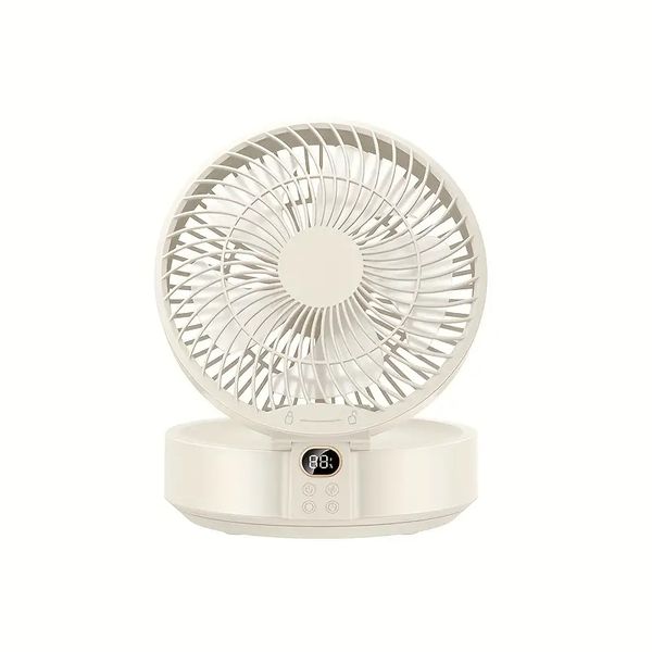 Image of 1pc Desktop Fan 4000mAh USB Rechargeable Fan Foldable 180° Oscillating Fans With 3 Speeds And LED Display Wall-mountable Fan For Home Office Bedroom