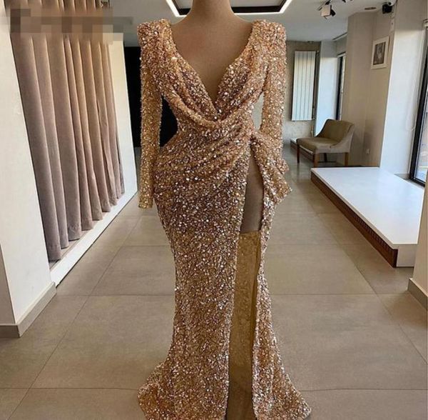 sparkly gold sequins evening dresses 2021 long sleeves high slit deep vneck mermaid rose ruched dubai women formal gowns8954986, Black;red
sparkly gold sequins evening dresses 2021 long sleeves high slit deep vneck mermaid rose ruched dubai women formal gowns8954986, Black;red