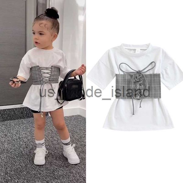 t-shirts fashion infant kids girls dress short sleeve solid t-shirt style dress+decorative tie-up plaid pattern corset children dress x0628, Blue
t-shirts fashion infant kids girls dress short sleeve solid t-shirt style dress+decorative tie-up plaid pattern corset children dress x0628, Blue