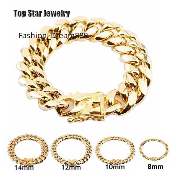 8mm/10mm/12mm/14mm/16mm/18mm stainless steel bracelets 18k gold plated high polished miami cuban link men punk curb chain butterfly clasp, Black
8mm/10mm/12mm/14mm/16mm/18mm stainless steel bracelets 18k gold plated high polished miami cuban link men punk curb chain butterfly clasp, Black