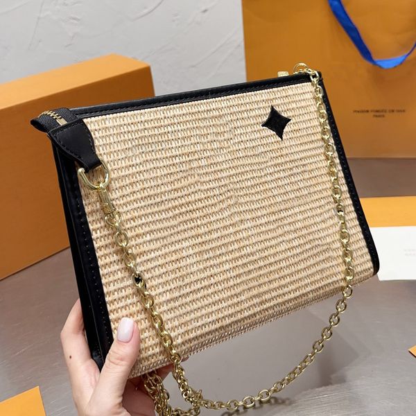 summer straw bag clutch bags fashion woven wash bag embroidery letter decoration women handbag metal hardware chain zipper closure crossbody
summer straw bag clutch bags fashion woven wash bag embroidery letter decoration women handbag metal hardware chain zipper closure crossbody