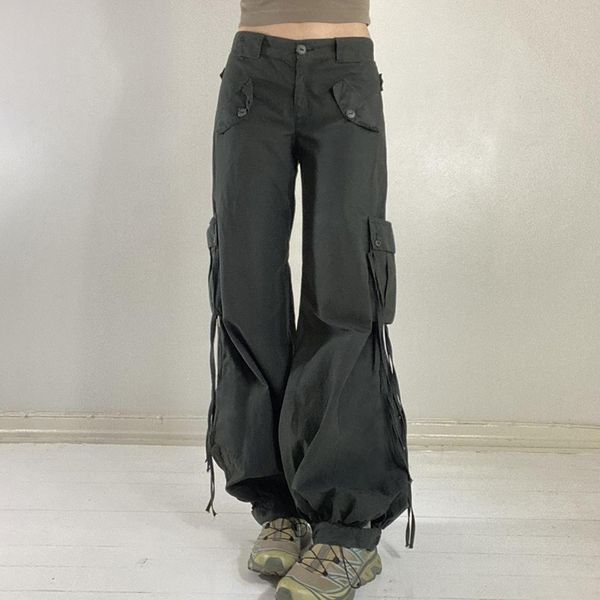 korean women cargo pants high waist vintage grey pockets wide leg denim trousers overalls, Black
korean women cargo pants high waist vintage grey pockets wide leg denim trousers overalls, Black