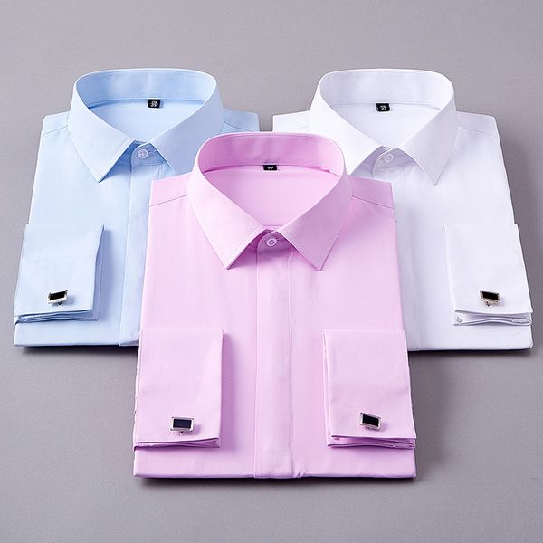 men's dress shirts dress shirt formal business white cuffs work sleeve covered french men's office placket shirts classic standard, White;black
men's dress shirts dress shirt formal business white cuffs work sleeve covered french men's office placket shirts classic standard, White;black