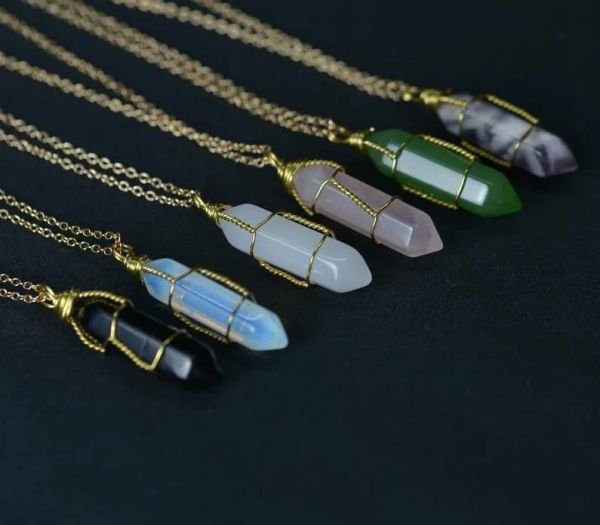 hexagon shape chakra natural stone healing point pendants necklaces with gold chain for women jewelry gift gc301, Silver
hexagon shape chakra natural stone healing point pendants necklaces with gold chain for women jewelry gift gc301, Silver