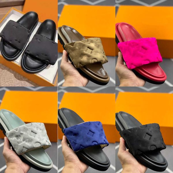 pool pillow comfor slides brand beach slippers sandals rubber luxurys summer flat platform wide strap filled soft flip flops casual embossin, Black
pool pillow comfor slides brand beach slippers sandals rubber luxurys summer flat platform wide strap filled soft flip flops casual embossin, Black