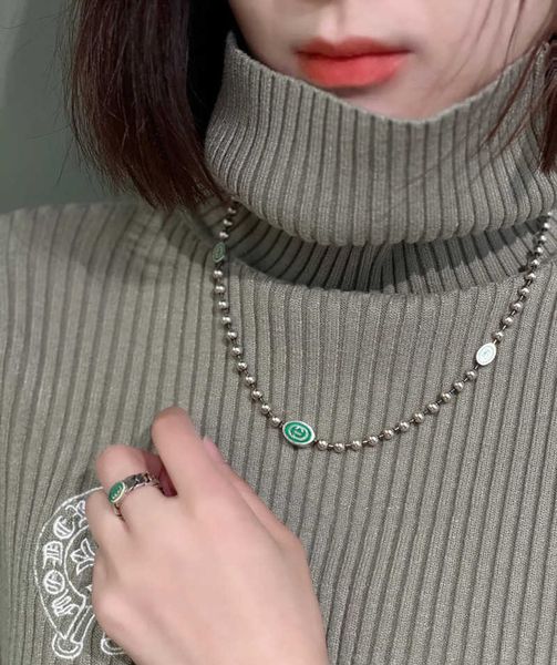 green enamel round beads sterling silver necklace made of old and versatile style sweater chain gift
green enamel round beads sterling silver necklace made of old and versatile style sweater chain gift