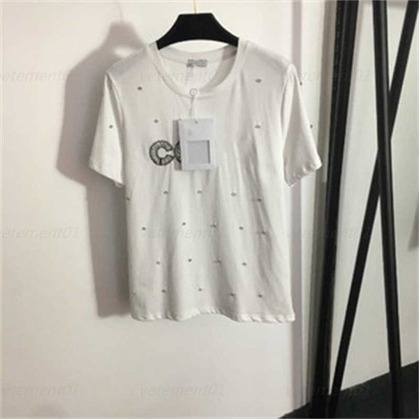 designer t shirt woman casual shirt heavy-duty nail drill coco embroidered letters fashion round neck short-sleeved tshirt women, White
designer t shirt woman casual shirt heavy-duty nail drill coco embroidered letters fashion round neck short-sleeved tshirt women, White