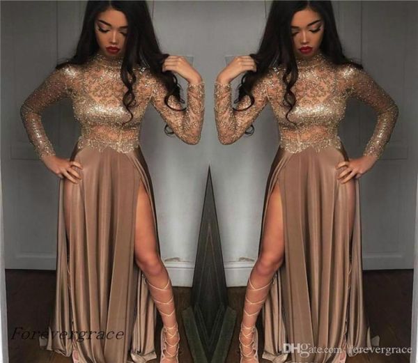 2019 vintage high collar long sleeves prom dress lace split formal holidays wear graduation evening party gown custom made p5414214, Black
2019 vintage high collar long sleeves prom dress lace split formal holidays wear graduation evening party gown custom made p5414214, Black